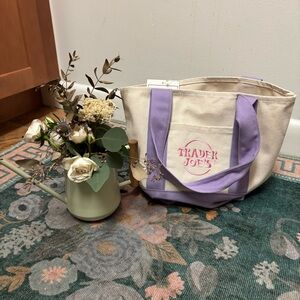 Cream and Purple Tote Bag